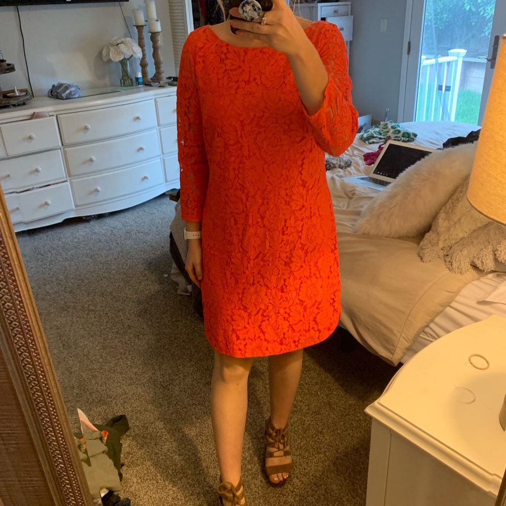 Coral lace dress
